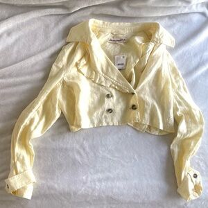 Free People Yellow Cropped Jacket